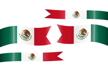 set of flag ribbon with colors of Mexico for independence day celebration decoration