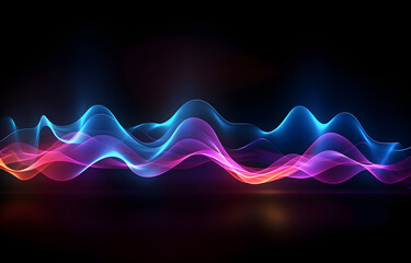 Neon sound wave abstract on dark background