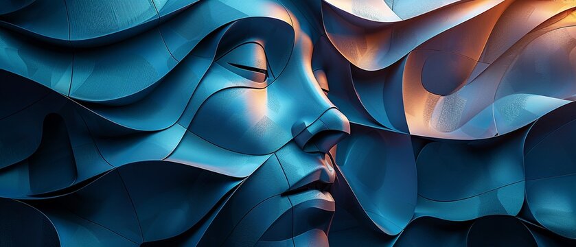 A labyrinth of mirrors reflecting the twisted identity of an impostor , 3d vecter graphic, deep gradient background