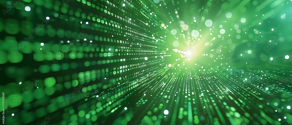 Aufkleber abstract digital matrix particles flow, digital data connection, technology concept background.