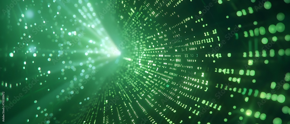 Aufkleber abstract digital matrix particles flow, digital data connection, technology concept background.