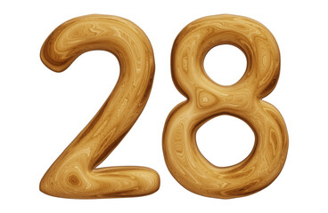 Wooden number 28 for math, education and business concept