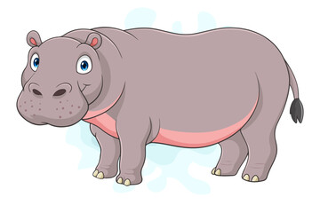 Cartoon hippopotamus on white background