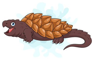 Cartoon snapping turtle on white background
