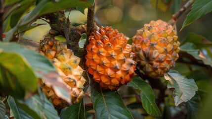 Typical Brazilian fruit ata or pine cone or pine fruit or fruit of the count - obrazy, fototapety, plakaty