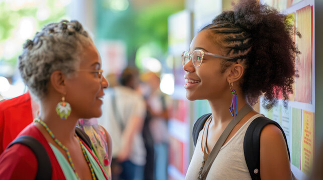 Joyful Multi-Generational Conversation Outside a Cafe