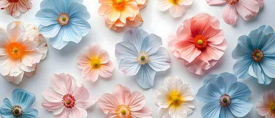 Assorted Blooms in Pastel Hues - A Serene Floral Display. Concept Pastel Flowers, Floral Arrangements, Spring Blooms, Garden Beauty, Serene Atmosphere