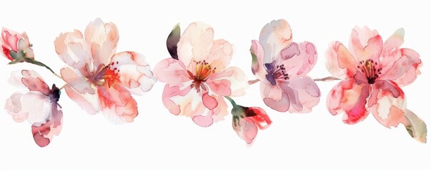 set of watercolor flowers