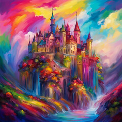 colorful castle illustration background
