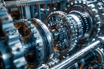 Fototapeta na wymiar Intricate Mechanism of Gears and Cogs in Detailed Machinery