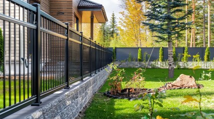 blending security fencing with lush greenery