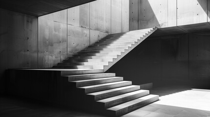 Staircase architectual, stairway in building, concrete futuristic ceiling