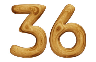 Wooden number 36 for math, education and business concept