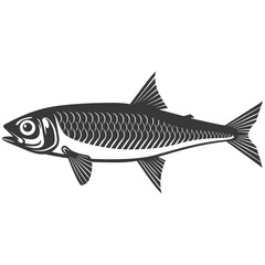 Obraz premium Silhouette sardine fish animal black color only full body