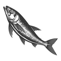 Silhouette sardine fish animal black color only full body