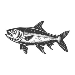 Obraz premium Silhouette sardine fish animal black color only full body