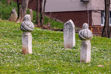 Ottoman-era graves in Sarajevo's ancient cemetery, reflecting the city's rich religious and cultural heritage. - 783326234