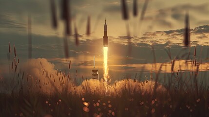 Rocket launched at rocket launch site.