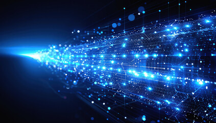 Dynamic blue lights illustrating advanced technology and data networks for futuristic digital connectivity and innovation.