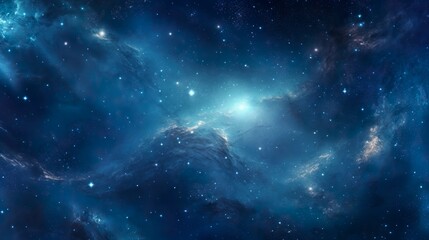 Striking image of vibrant blue cosmic dust set against a backdrop of countless stars in a galaxy far away