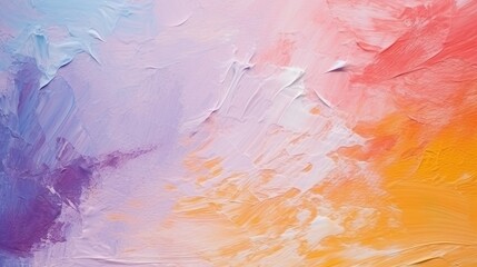 Soft and soothing abstract painting with pastel pink, purple, blue, and orange tones and rich...