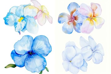 set of watercolor flowers