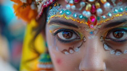 Ratha Yatra, Lord Jagannath festival, portrait of a woman in national Indian costume, close-up view, carnival, copy space, free space for text