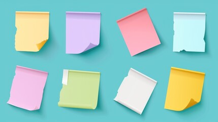 Colorful blank notepaper memo messages for notice information at office board. AI generated image - obrazy, fototapety, plakaty