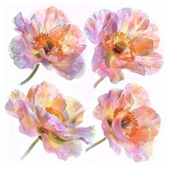 set of watercolor flowers