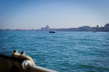 Venice from boat, sea and lagoon - obrazy, fototapety, plakaty