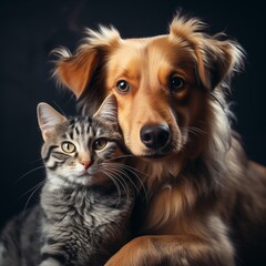 Fototapeta premium Dog and cat