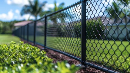realistic chain-link fence.