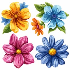 Fototapeta premium set of watercolor flowers