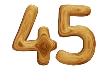 Wooden number 45 for math, education and business concept