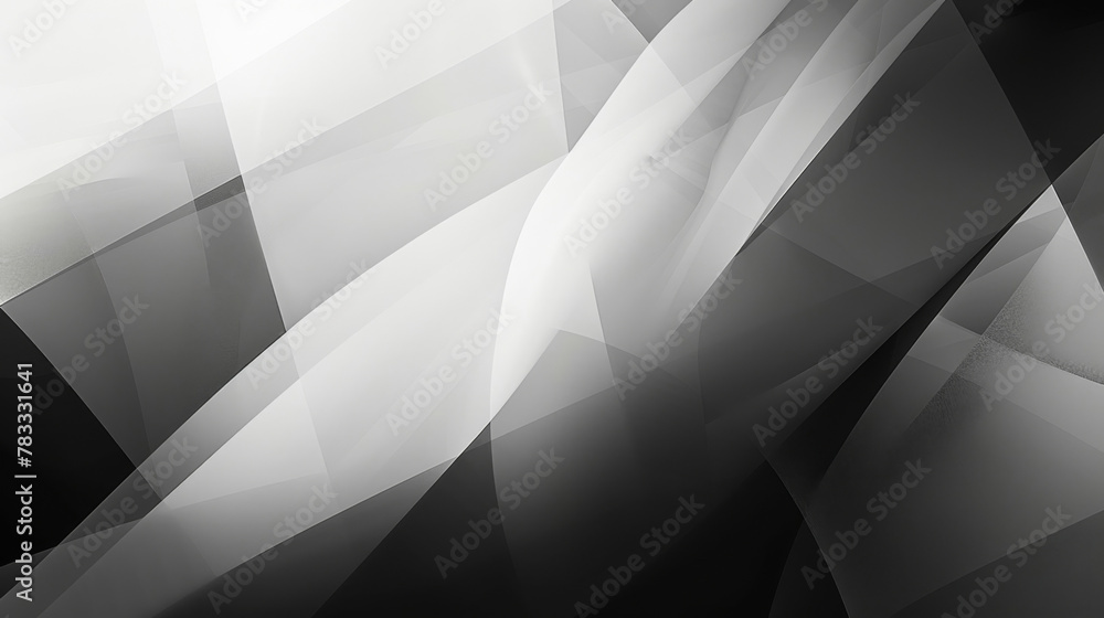 Poster Elegant black and white abstract image with overlapping geometric shapes and gradients