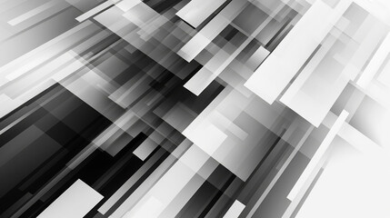 High-contrast black and white image with dynamic abstract geometric shapes