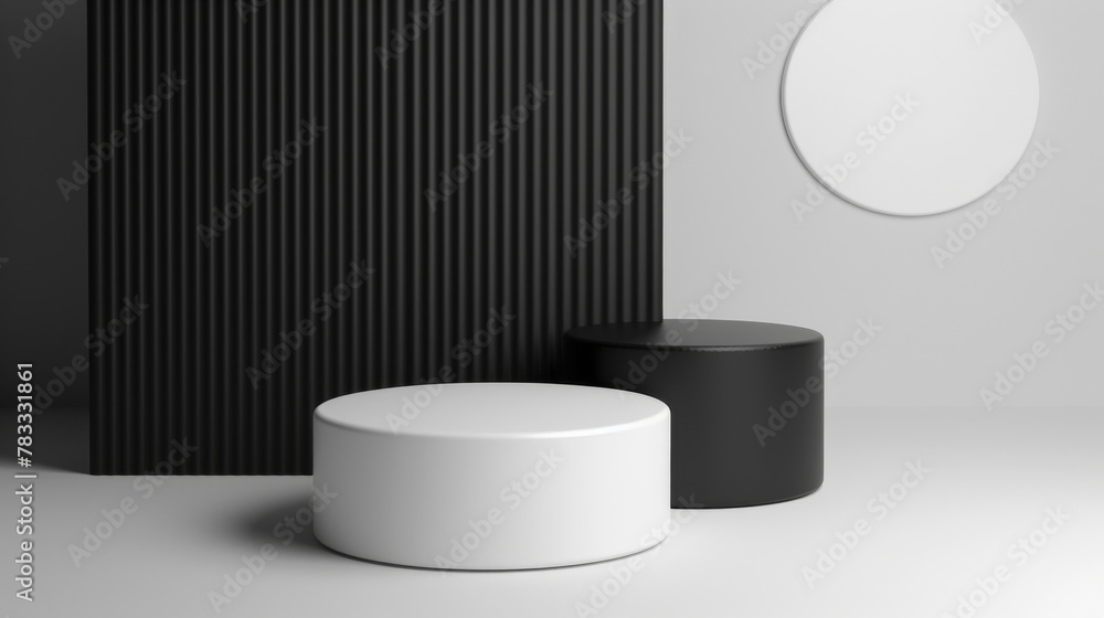 Aufkleber elegant and simple black and white podiums for product display with geometric backdrop