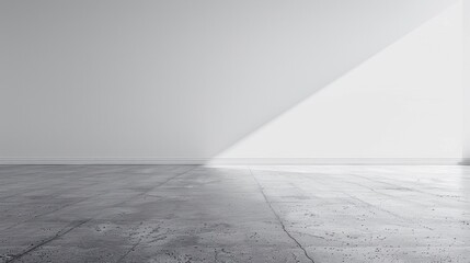 A black and white photo of a room with an empty floor, AI