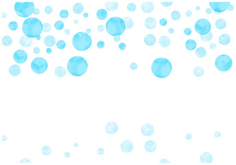 手描きの水彩水玉フレーム背景6水色