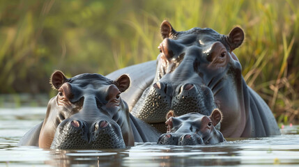 Fototapeta premium hippopotamus in the water