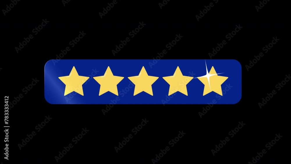 Poster 5 star top rating - flat design animation showing customer satisfaction and high quality great revie