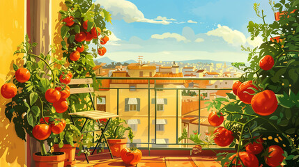 Fototapeta na wymiar Balcony with Vegetable Garden