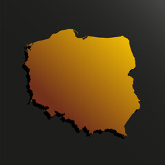 Vector map Poland gold material, Europe country