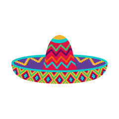 Sombrero hat illustration. Traditional Mexican costume element isolated on white background. Cinco de Mayo hat. Vector illustration.