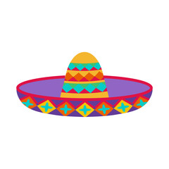 Sombrero hat illustration. Traditional Mexican costume element isolated on white background. Cinco de Mayo hat. Vector illustration.