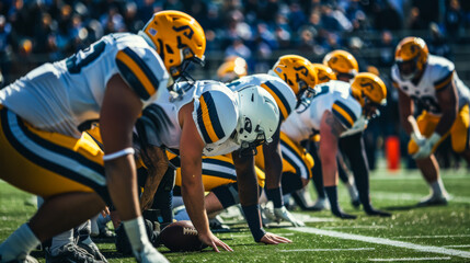 Big sport. Professional rugby players during a tournament at a rugby stadium. Sports concept. Active lifestyle.