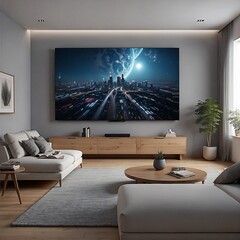 Modernes Home Kino. Generative AI Technologie - obrazy, fototapety, plakaty