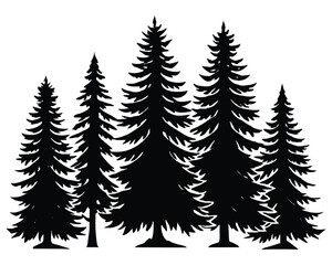 Black Spruce Trees Winter season design illustration vector - obrazy, fototapety, plakaty