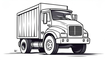 Simple dump truck for a children's coloring book. - obrazy, fototapety, plakaty