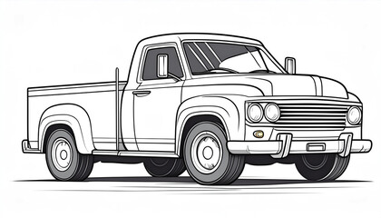 Simple pickup truck for a children's coloring book. - 783335856